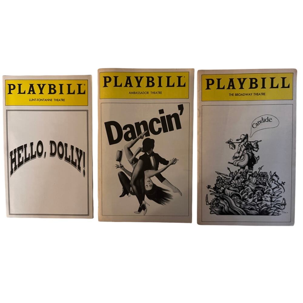3 Vintage Broadway Playbills Hello Dolly Dancin Candide Theater Programs